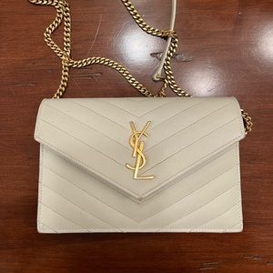 YSL CASSANDRE MATELASSE ENVELOPE CHAIN WALLET